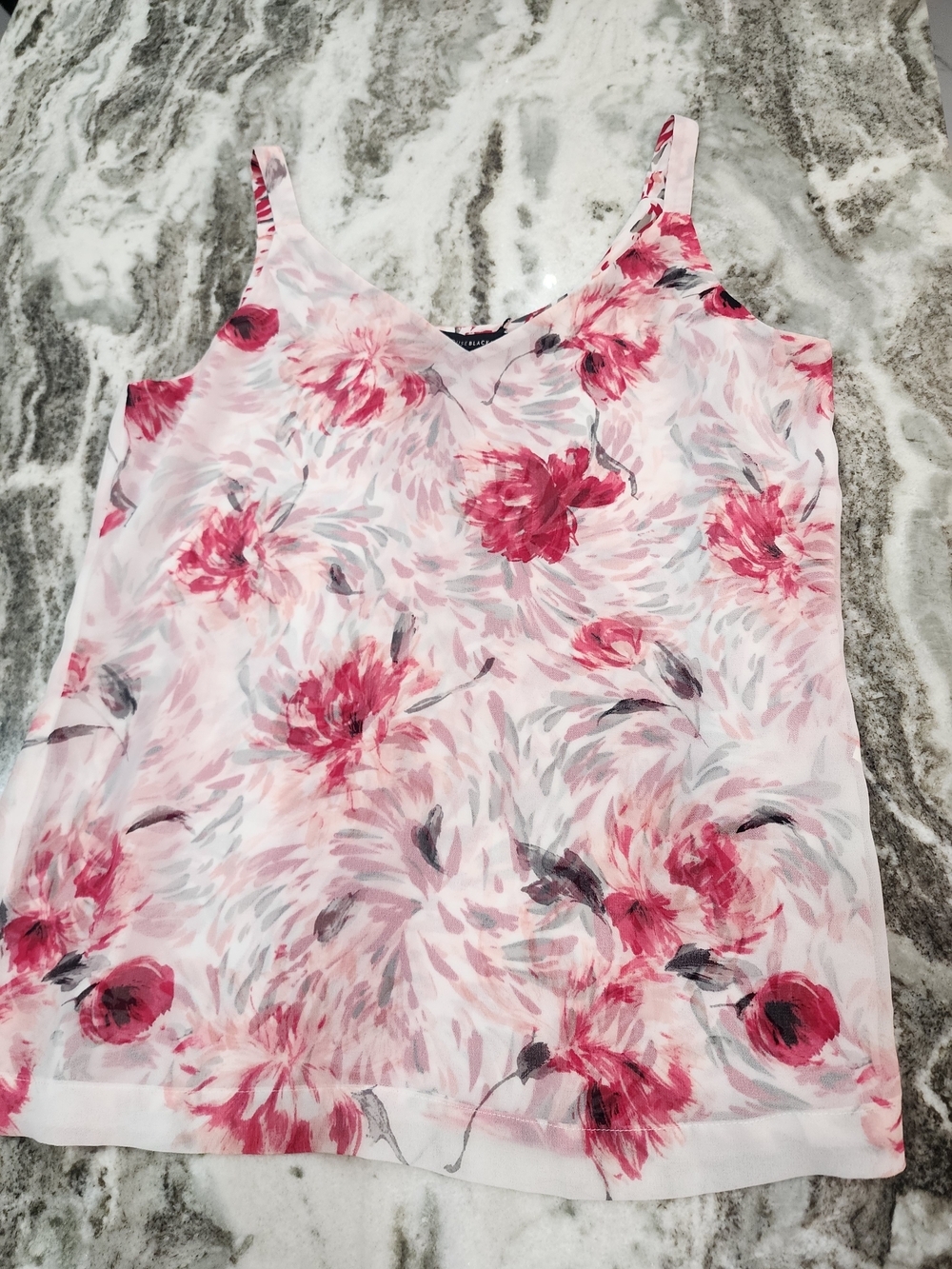 White House Black Market Pink Floral V-Neck Camisole